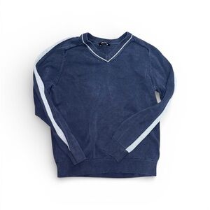 163. Express Navy V-Neck Men’s Sweater with Light Gray Accents Size Small